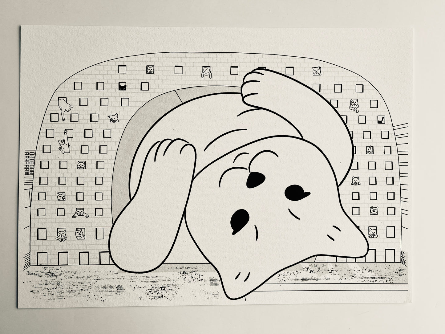 Art print of a digital illustration of cats living in the famous Rotterdam landmark - Markthal. Perfect for cat lovers and city enthusiasts, it adds whimsy to any space.