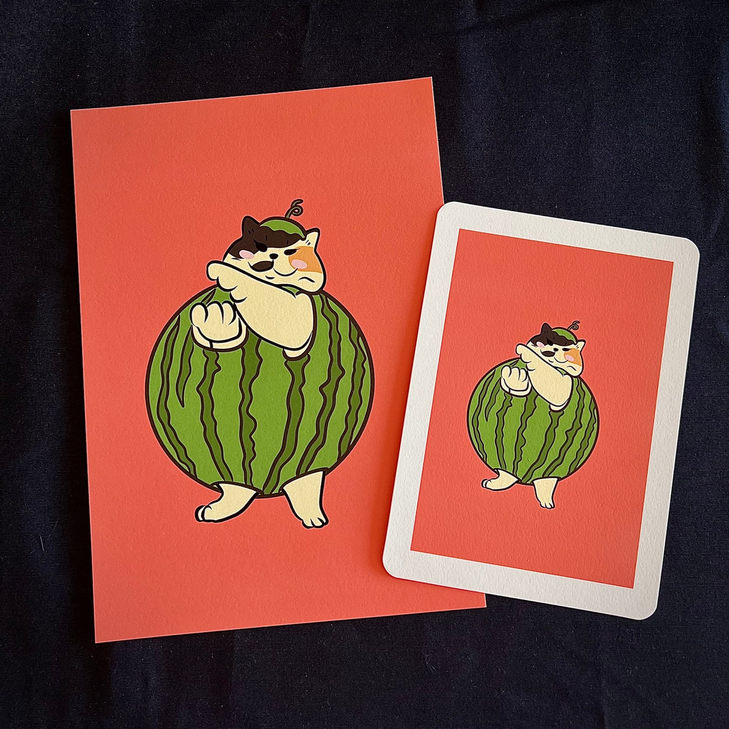 "Watermelon cat" - Art Print