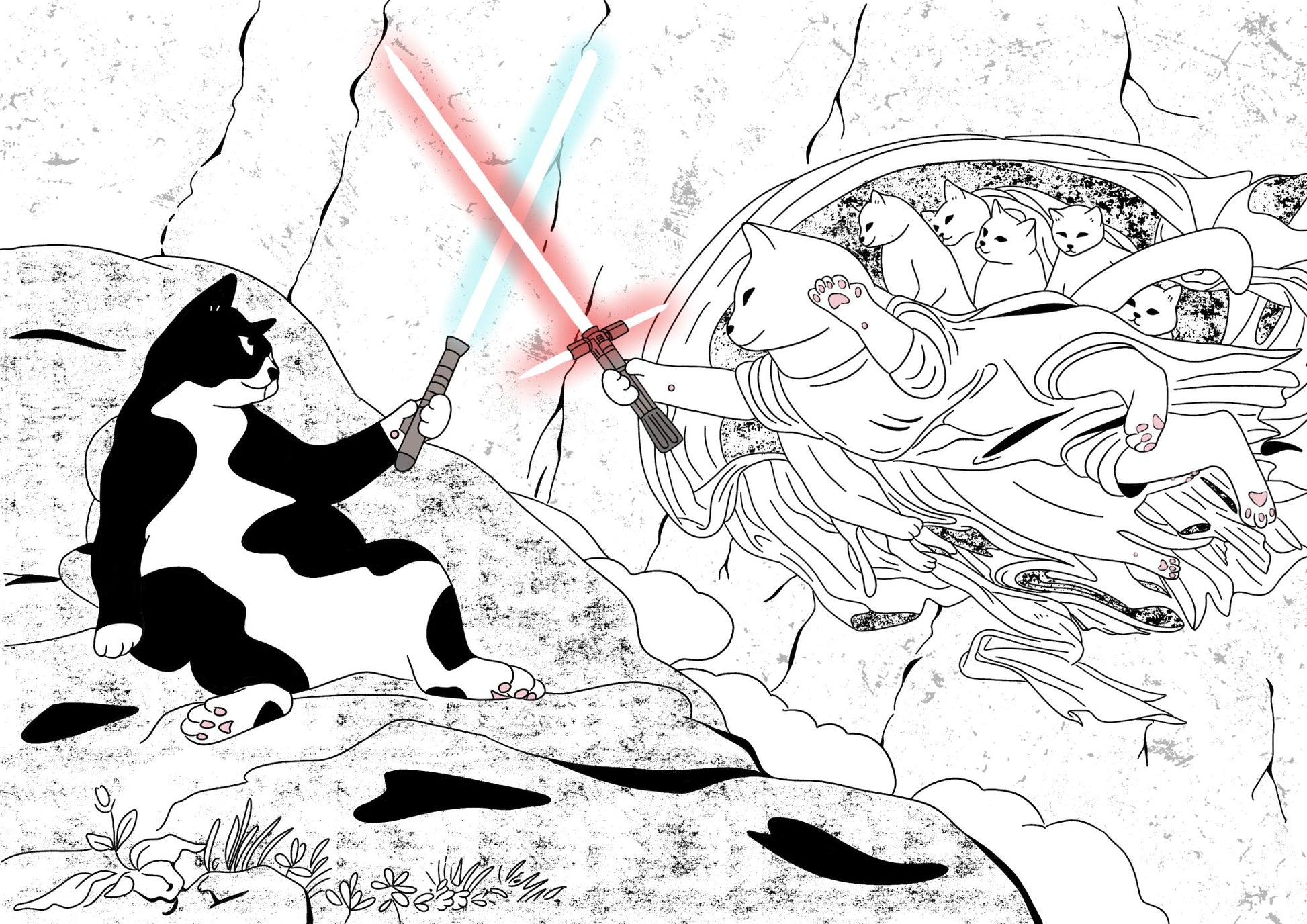 "The Creation of Cat - Dam" - Art Print (With different variations) - Catnip