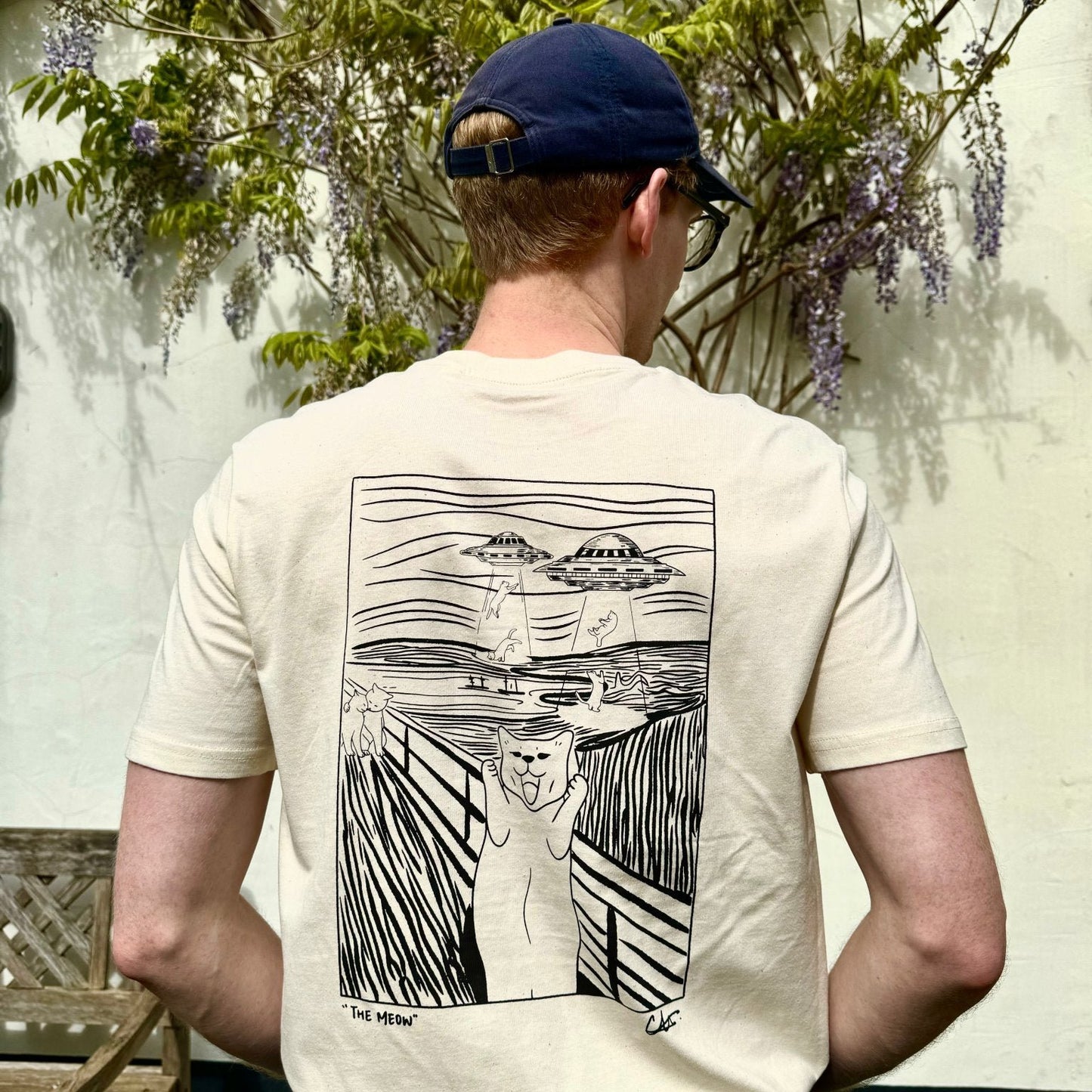 "The meow" - Hand screen printed unisex shortsleeve T-shirt - Catnip