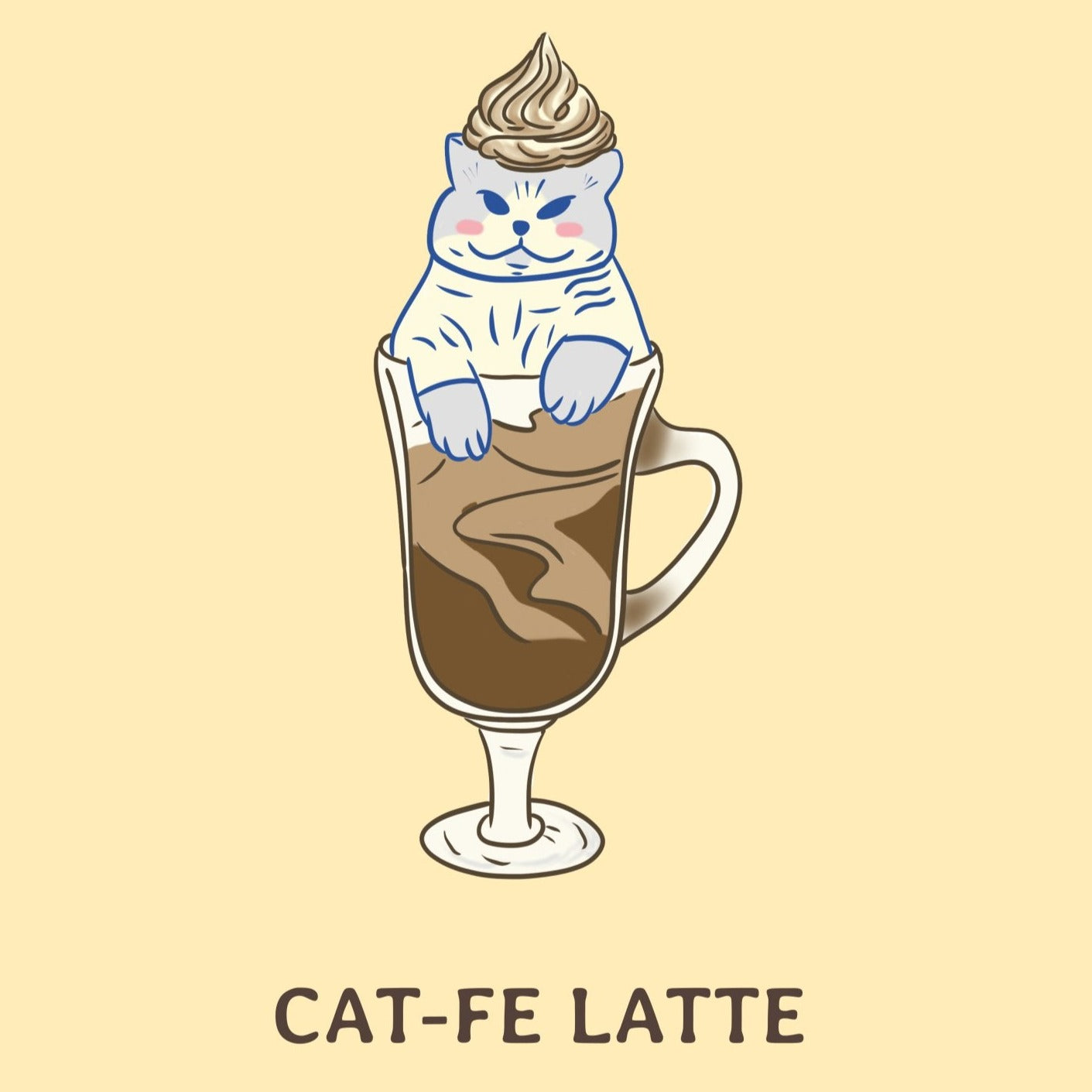 "Cat-fe Latte" - Cat Art Poster - Christy Chan | Artist