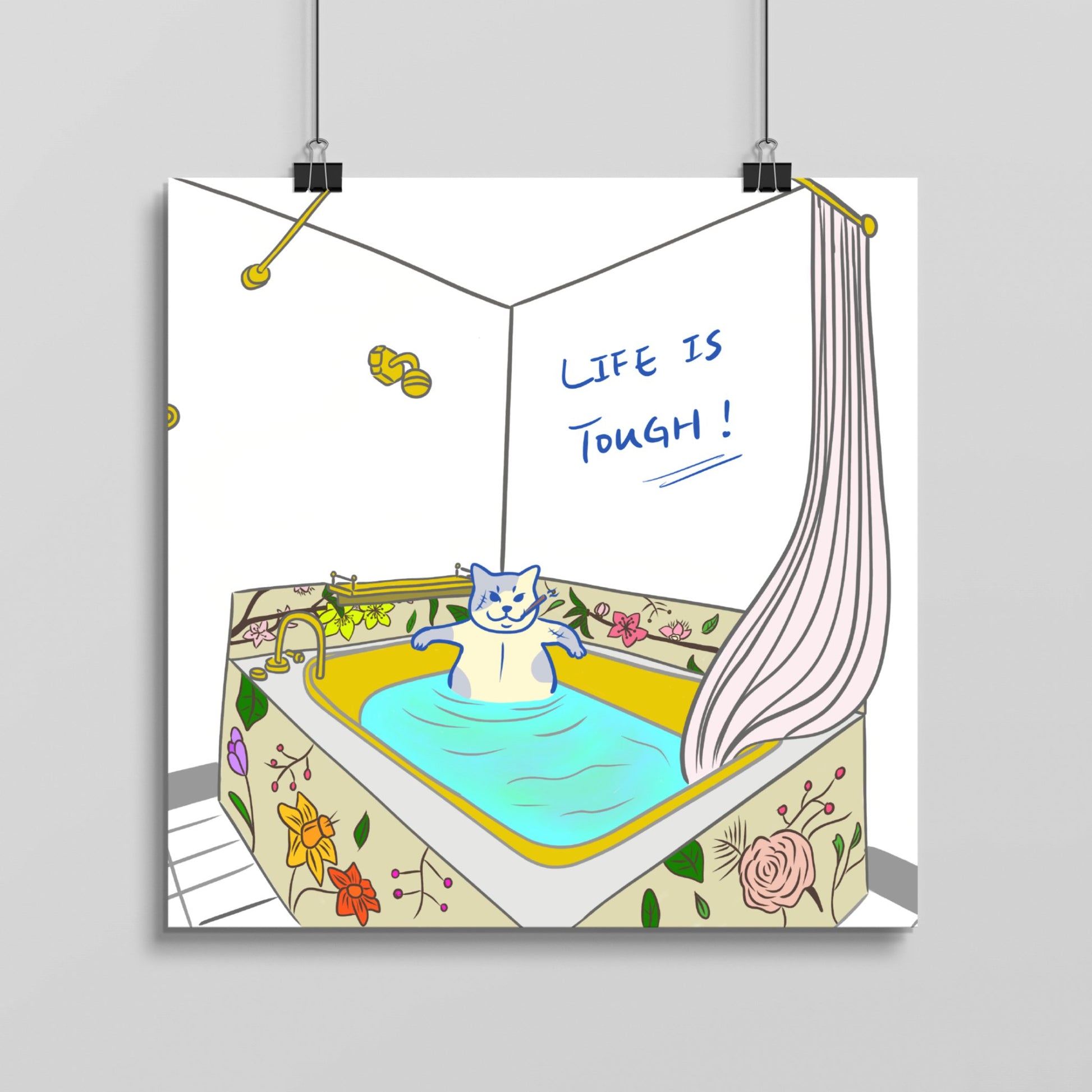"Life is tough!" - Cat Art Poster - Christy Chan | Artist