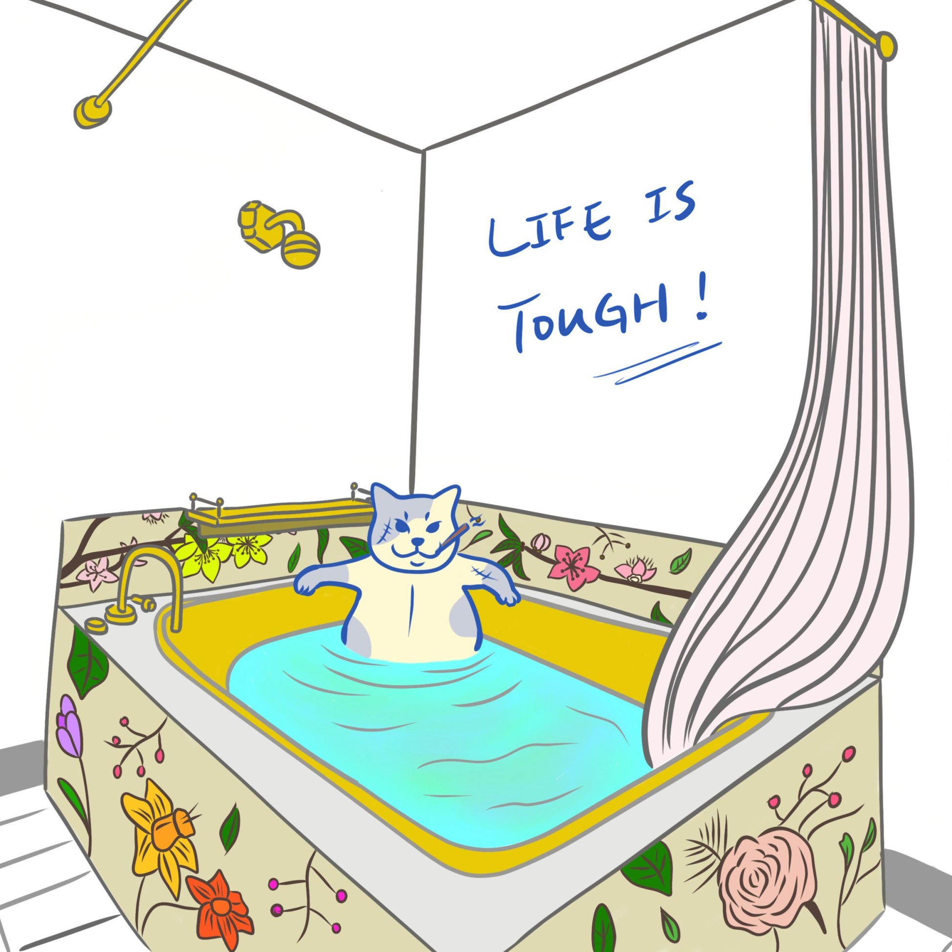 "Life is tough!" - Cat Art Poster - Christy Chan | Artist
