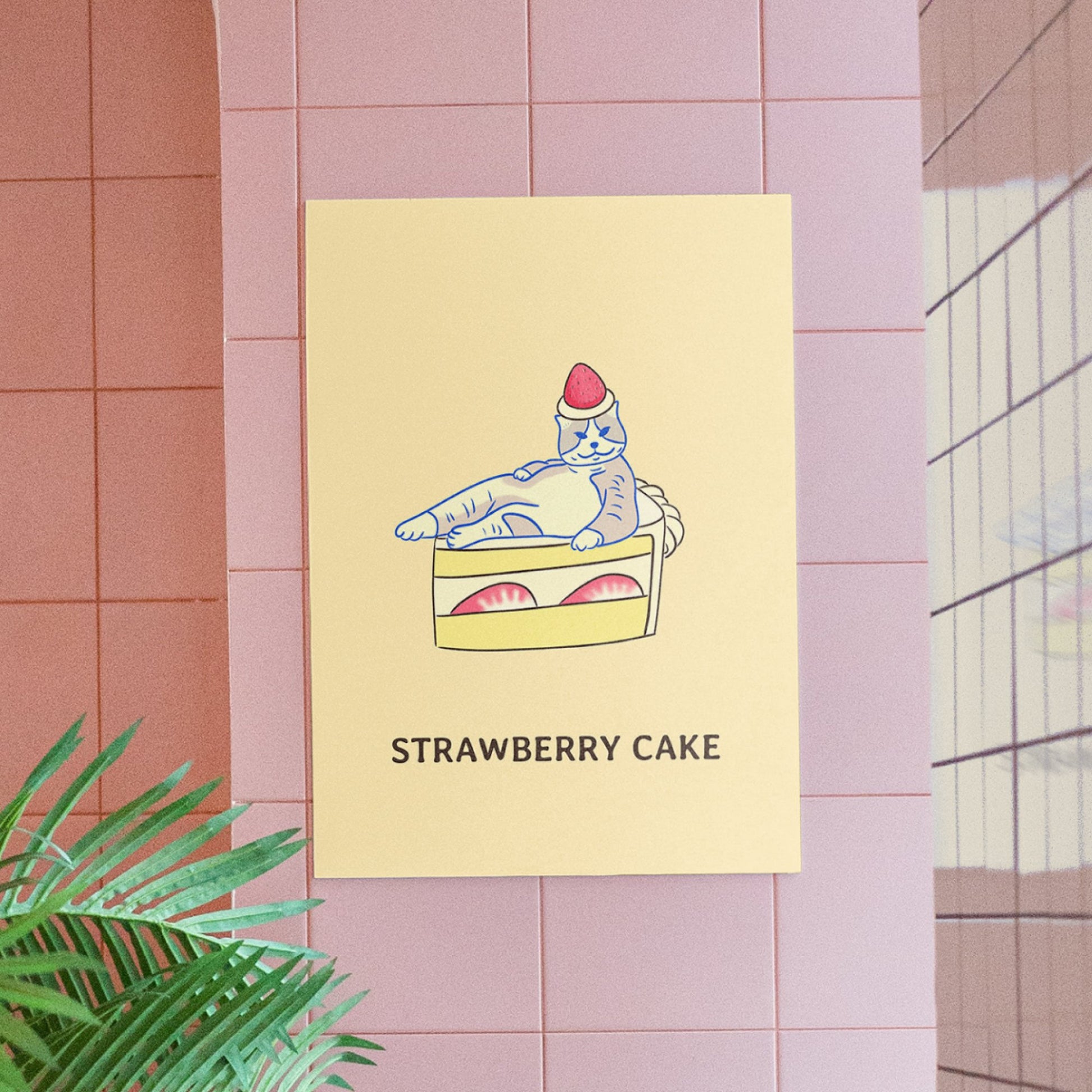 "Strawberry Cake" - Cat Art Poster - Christy Chan | Artist