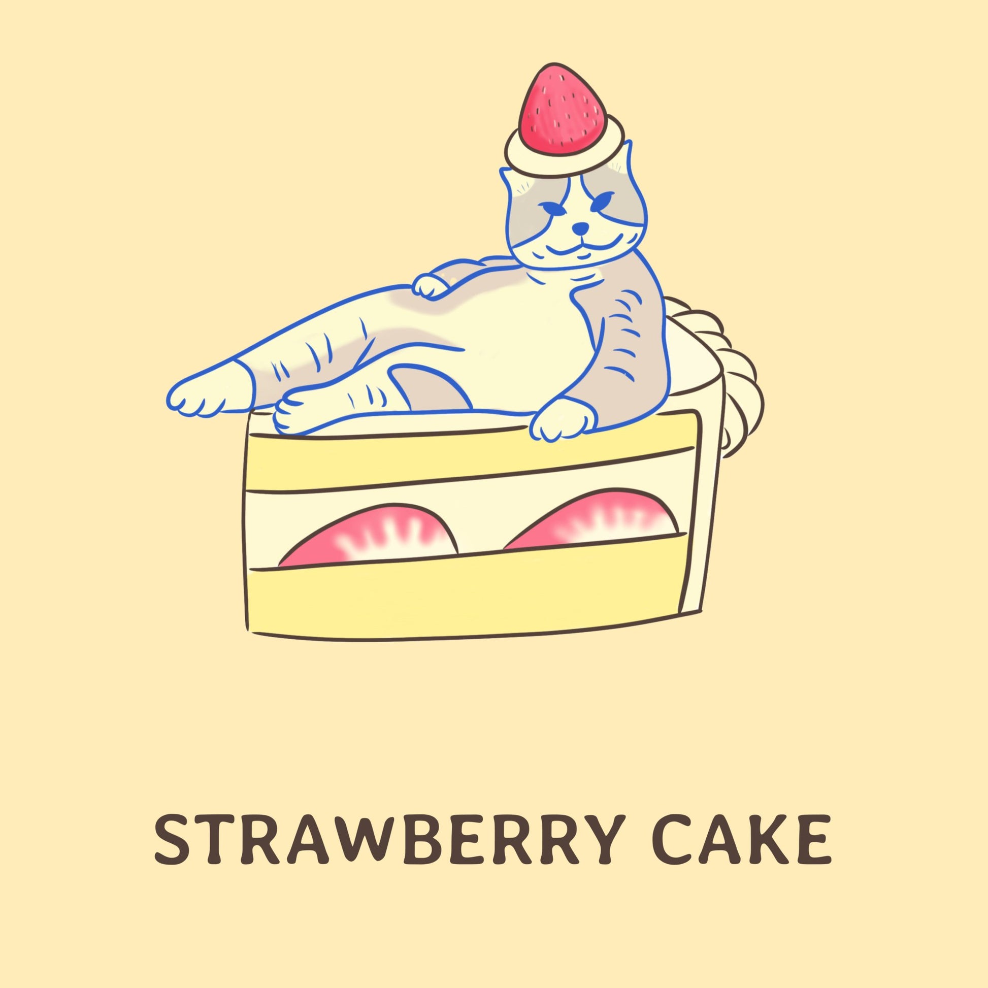 "Strawberry Cake" - Cat Art Poster - Christy Chan | Artist
