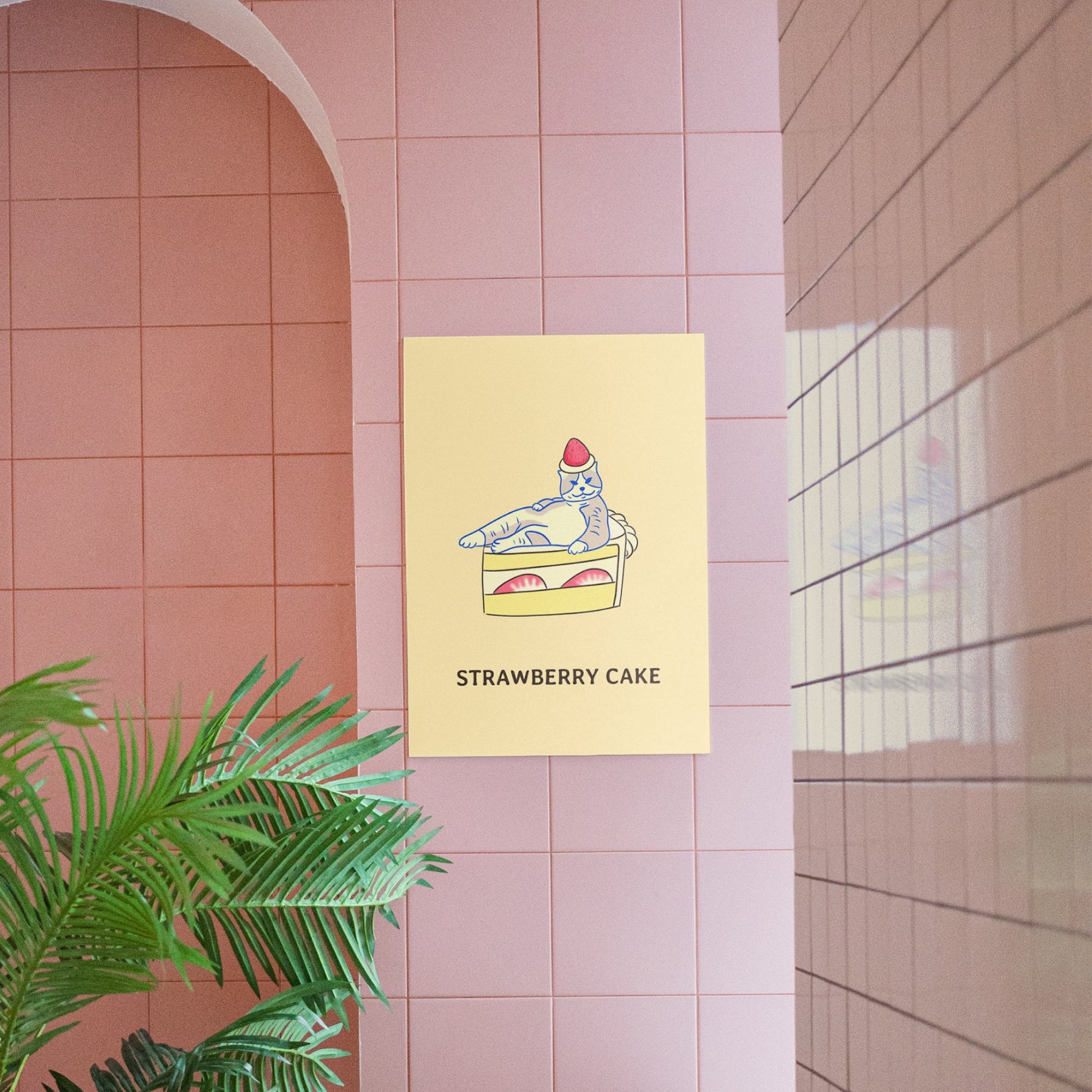 "Strawberry Cake" - Cat Art Poster - Christy Chan | Artist