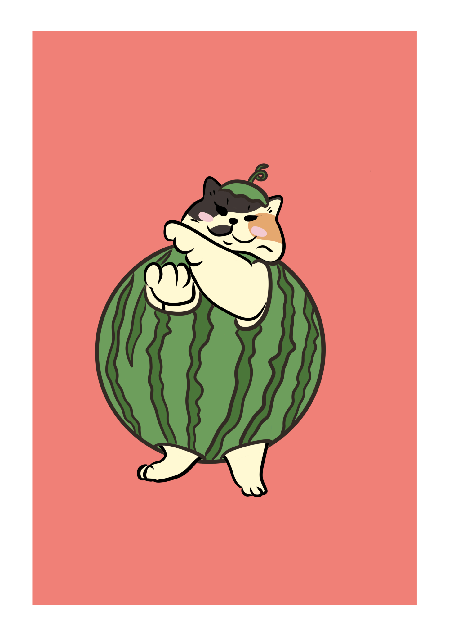 "Watermelon cat" - Art Print - Catnip