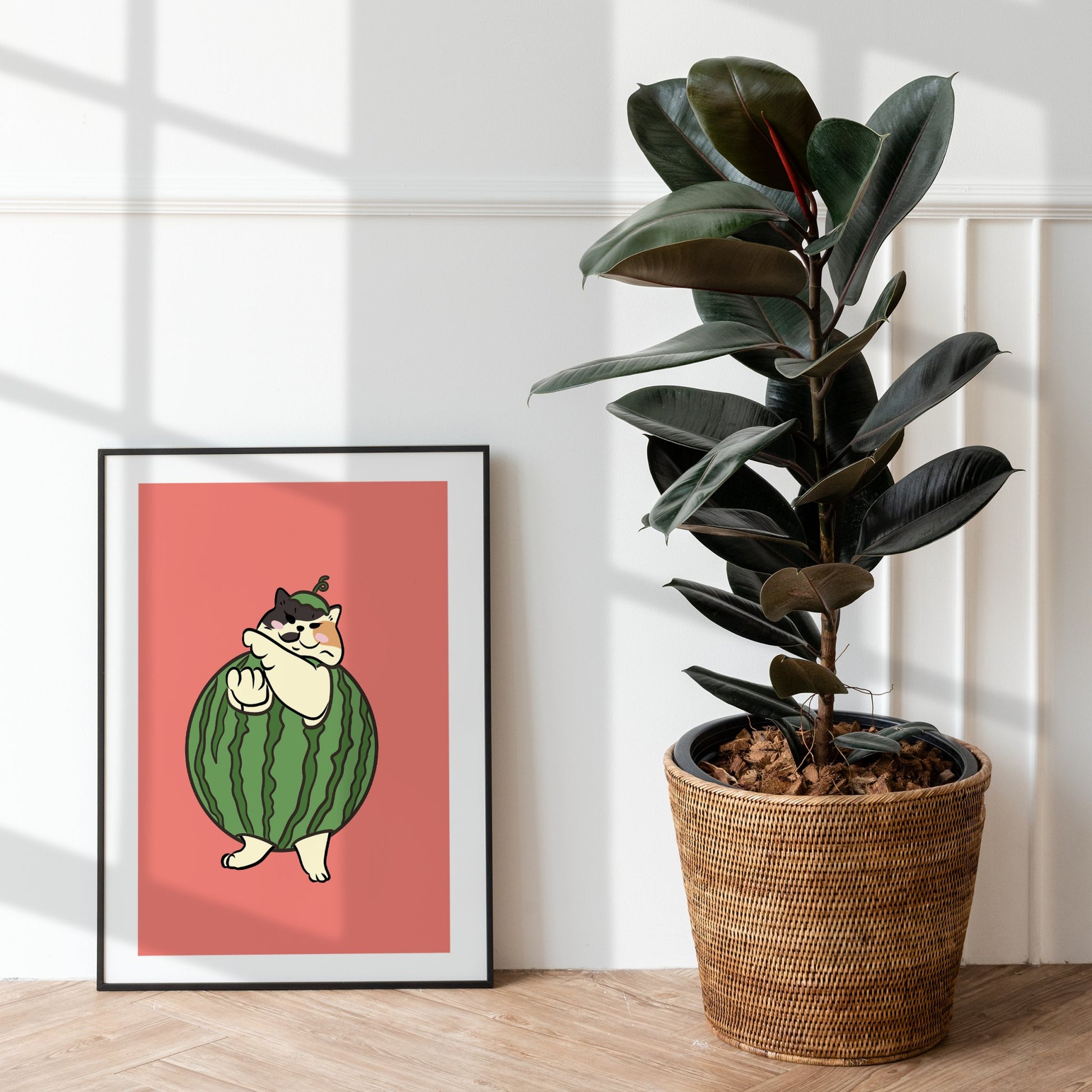 "Watermelon cat" - Art Print - Catnip